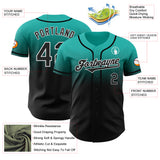 Custom Aqua Black-White Authentic Fade Fashion Baseball Jersey