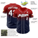 Custom Red Navy-Gray Authentic Fade Fashion Baseball Jersey