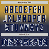 Custom Old Gold Navy-White Authentic Fade Fashion Baseball Jersey