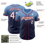 Custom Light Blue Navy-Red Authentic Fade Fashion Baseball Jersey