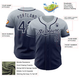Custom Silver Navy-White Authentic Fade Fashion Baseball Jersey