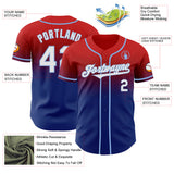 Custom Red White Royal-Light Blue Authentic Fade Fashion Baseball Jersey