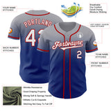 Custom Gray White Royal-Red Authentic Fade Fashion Baseball Jersey