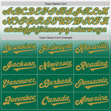 Custom White Old Gold-Kelly Green Authentic Fade Fashion Baseball Jersey