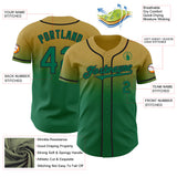 Custom Old Gold Kelly Green-Black Authentic Fade Fashion Baseball Jersey