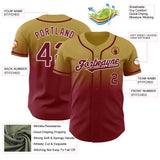 Custom Old Gold Crimson-White Authentic Fade Fashion Baseball Jersey