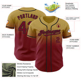 Custom Old Gold Crimson-Black Authentic Fade Fashion Baseball Jersey