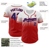 Custom White Royal-Red Authentic Fade Fashion Baseball Jersey