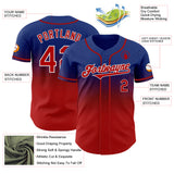 Custom Royal Red-White Authentic Fade Fashion Baseball Jersey