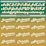 Custom Kelly Green White-Old Gold Authentic Fade Fashion Baseball Jersey