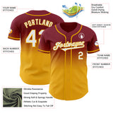 Custom Crimson White-Gold Authentic Fade Fashion Baseball Jersey
