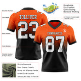 Custom Orange White-Black Authentic Fade Fashion Football Jersey