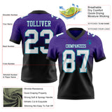 Custom Purple White Black-Teal Authentic Fade Fashion Football Jersey