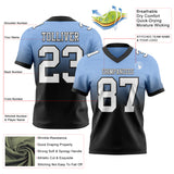 Custom Light Blue White-Black Authentic Fade Fashion Football Jersey