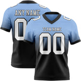 Custom Light Blue White-Black Authentic Fade Fashion Football Jersey