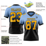 Custom Light Blue Gold-Black Authentic Fade Fashion Football Jersey