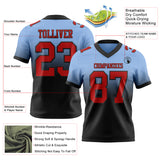 Custom Light Blue Red-Black Authentic Fade Fashion Football Jersey