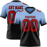 Custom Light Blue Red-Black Authentic Fade Fashion Football Jersey