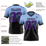 Custom Light Blue Purple-Black Authentic Fade Fashion Football Jersey