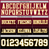 Custom Maroon White Black-Gold Authentic Fade Fashion Football Jersey