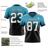 Custom Panther Blue White Black Authentic Fade Fashion Football Jersey