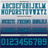 Custom White Teal-Navy Authentic Fade Fashion Football Jersey