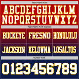 Custom Red White Navy-Gold Authentic Fade Fashion Football Jersey