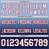 Custom Light Blue White Navy-Red Authentic Fade Fashion Football Jersey