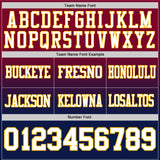 Custom Maroon White Navy-Gold Authentic Fade Fashion Football Jersey