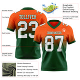 Custom Orange White-Green Authentic Fade Fashion Football Jersey