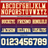 Custom Red White Royal-Gold Authentic Fade Fashion Football Jersey