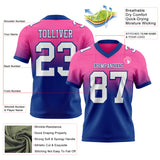 Custom Pink White-Royal Authentic Fade Fashion Football Jersey