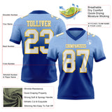 Custom Light Blue White Royal-Yellow Authentic Fade Fashion Football Jersey