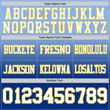 Custom Light Blue White Royal-Yellow Authentic Fade Fashion Football Jersey