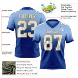 Custom Light Blue White Royal-Old Gold Authentic Fade Fashion Football Jersey