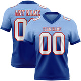 Custom Light Blue White Royal-Red Authentic Fade Fashion Football Jersey