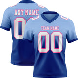 Custom Light Blue White Royal-Pink Authentic Fade Fashion Football Jersey
