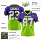 Custom Purple White-Neon Green Authentic Fade Fashion Football Jersey