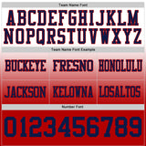 Custom White Navy-Red Authentic Fade Fashion Football Jersey
