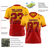 Custom Gold Red-Navy Authentic Fade Fashion Football Jersey