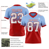 Custom Light Blue White-Red Authentic Fade Fashion Football Jersey