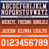 Custom Navy White-Orange Authentic Fade Fashion Football Jersey