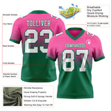 Custom Pink White-Kelly Green Authentic Fade Fashion Football Jersey