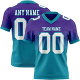 Custom Purple White-Teal Authentic Fade Fashion Football Jersey