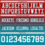 Custom Red White-Teal Authentic Fade Fashion Football Jersey