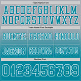 Custom Gray Teal-White Authentic Fade Fashion Football Jersey