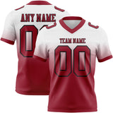 Custom White Cardinal-Black Authentic Fade Fashion Football Jersey