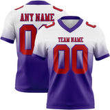 Custom White Red-Purple Authentic Fade Fashion Football Jersey
