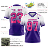Custom White Pink-Purple Authentic Fade Fashion Football Jersey