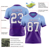 Custom Light Blue White-Purple Authentic Fade Fashion Football Jersey